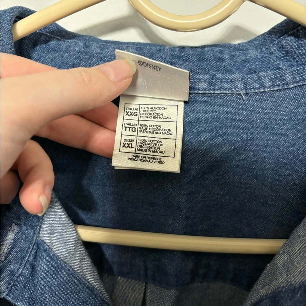 Disney Women's Blue Denim Shirt with Mickey and Minnie Embroidery XXL - Picture 5 of 10